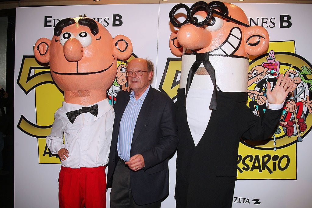 Francisco Ibáñez celebrando el aniversario 50 de Mortadelo y Filemón.