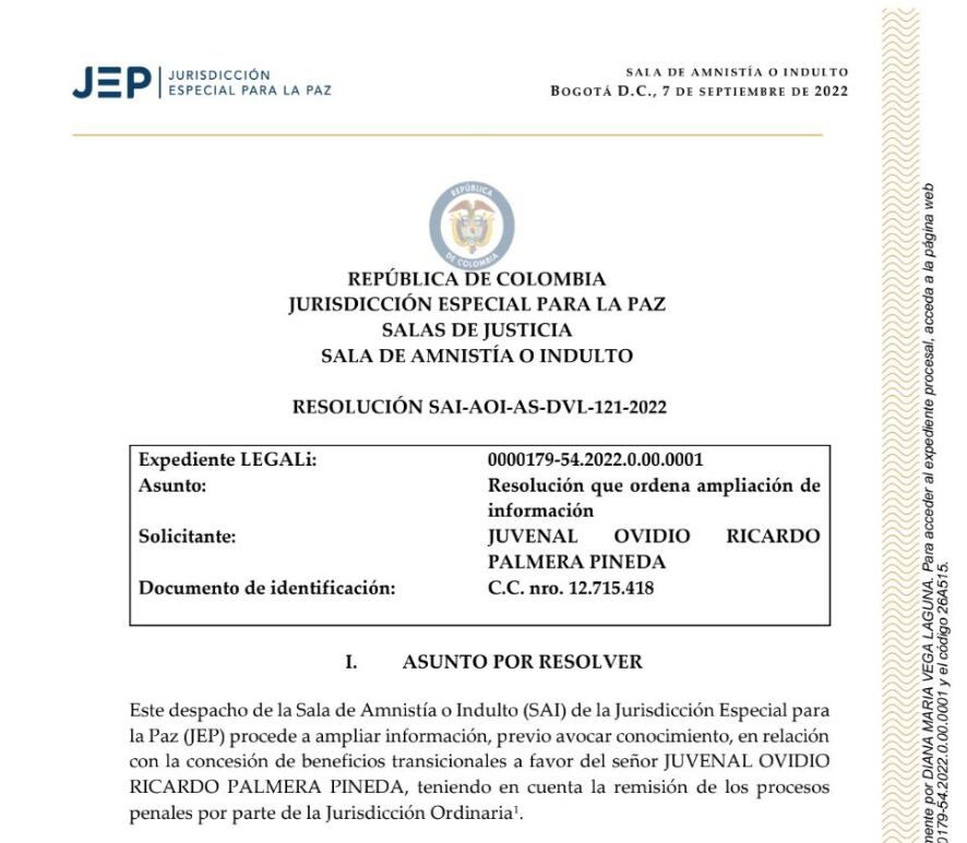 JEP pide revisar el caso de Simón Trinidad.