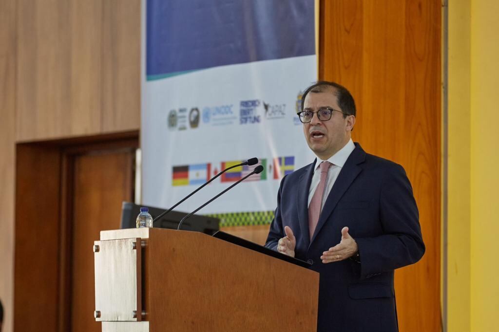 Fiscal General de la Nación, Francisco Barbosa Delgado, en el Simposio Internacional de Seguridad Humana, organizado por la Policía Nacional.