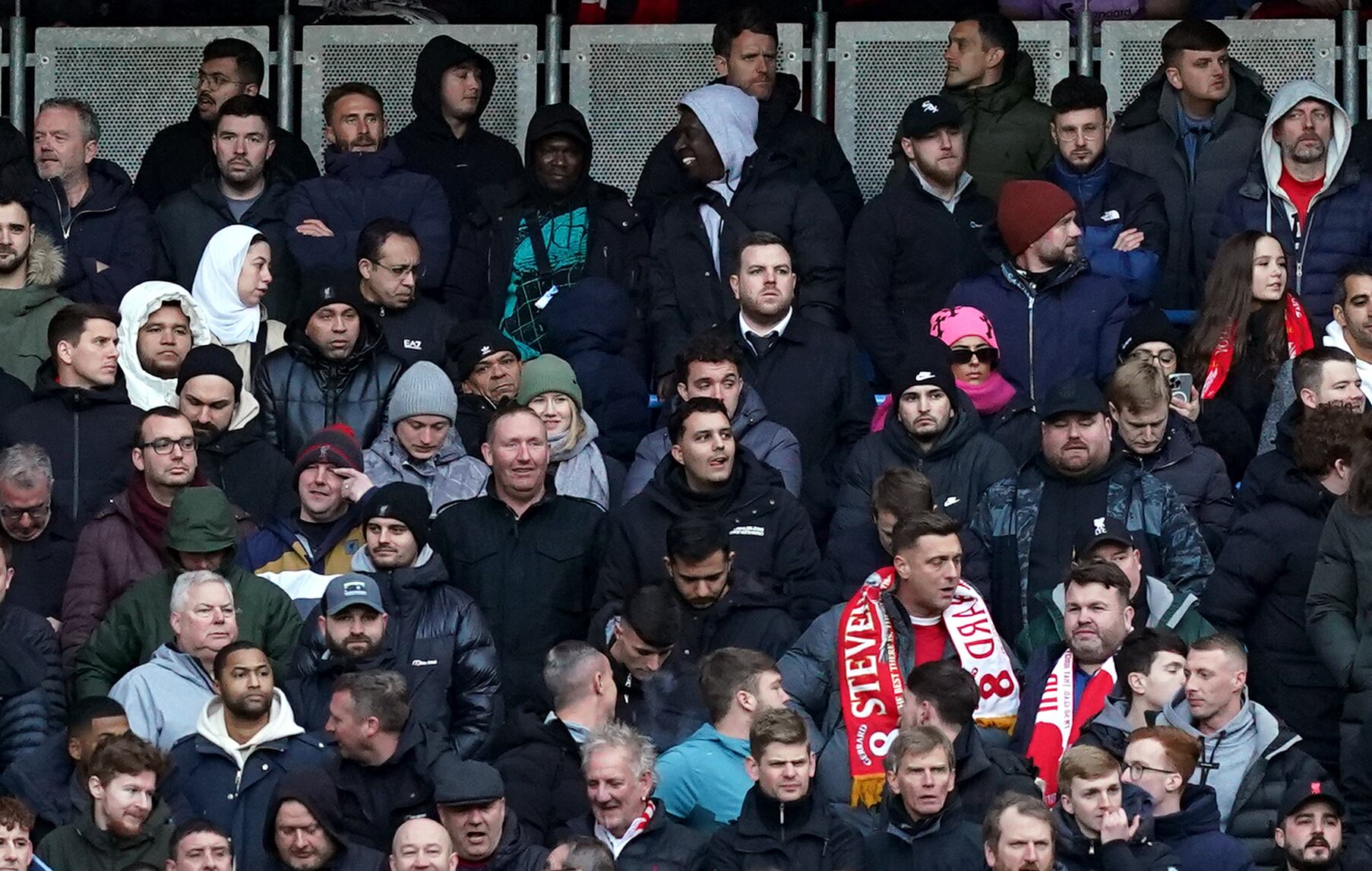 Luis Manuel, father of Liverpool's Luis Diaz watching from the stands during the Premier League match at the Etihad Stadium, Manchester. Picture date: Saturday November 25, 2023. (Photo by Martin Rickett/PA Images via Getty Images)