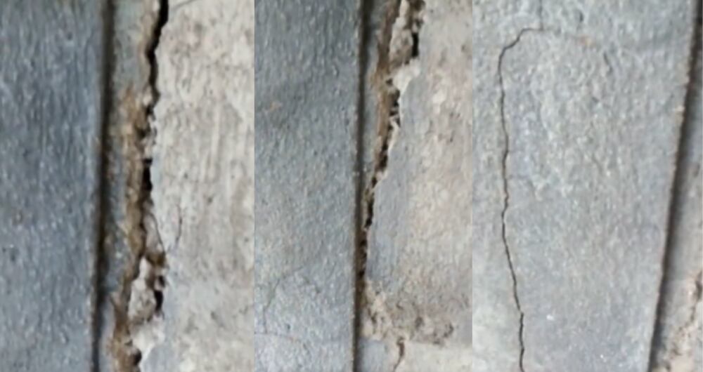 Grietas en una vivienda de Antioquia, tras el fuerte sismo de este 10 de marzo.