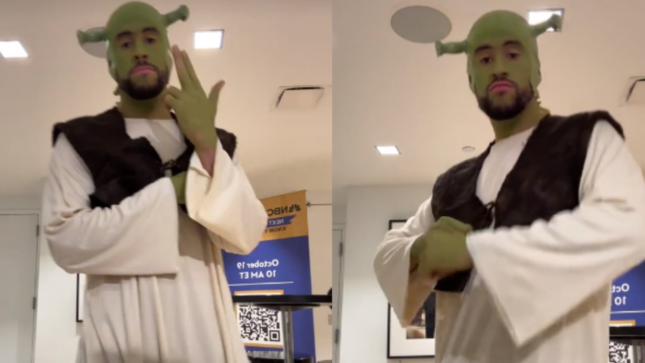 Bad Bunny 'sacó los prohibidos' disfrazado de Shrek.