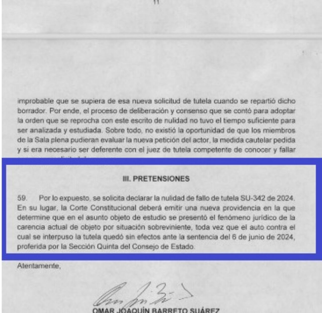 Consejo de Estado pide anular el fallo que ordenó el regreso del magistrado Altus Baquero al CNE.
