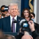 President Donald Trump speaks after taking the oath of office during the 60th Presidential Inauguration in the Rotunda of the U.S. Capitol in Washington, Monday, Jan. 20, 2025. (Kenny Holston/The New York Times via AP, Pool)
