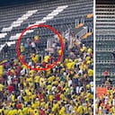 Aficionados de Santa Fe y Millonarios se libraron batalla en el estadio de Mestalla.