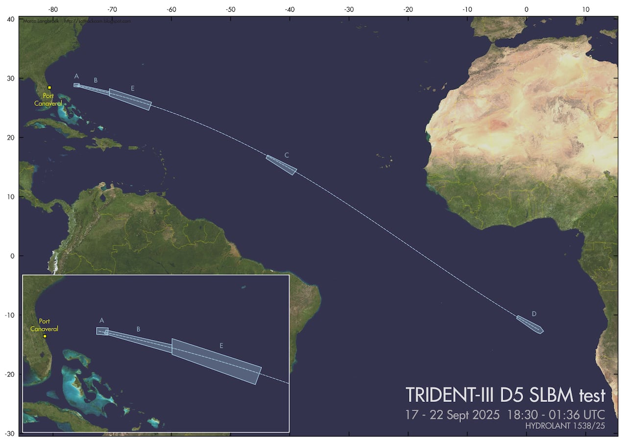 El misil de prueba fue enviado en el marco del incremento de las tensiones con Venezuela