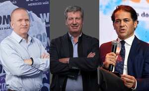 Ramiro Lafarga, CEO de WOM, Juan Carlos Archila, presidente de América Móvil y Fabián Hernández, presidente de Telefónica Colombia.