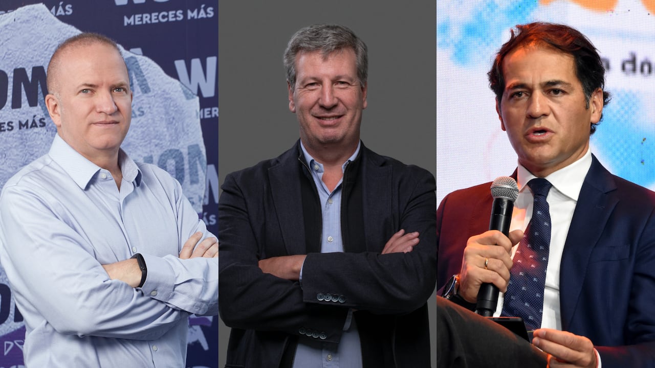 Ramiro Lafarga, CEO de WOM; Juan Carlos Archila, presidente de América Móvil; y Fabián Hernández, presidente de Telefónica Colombia.