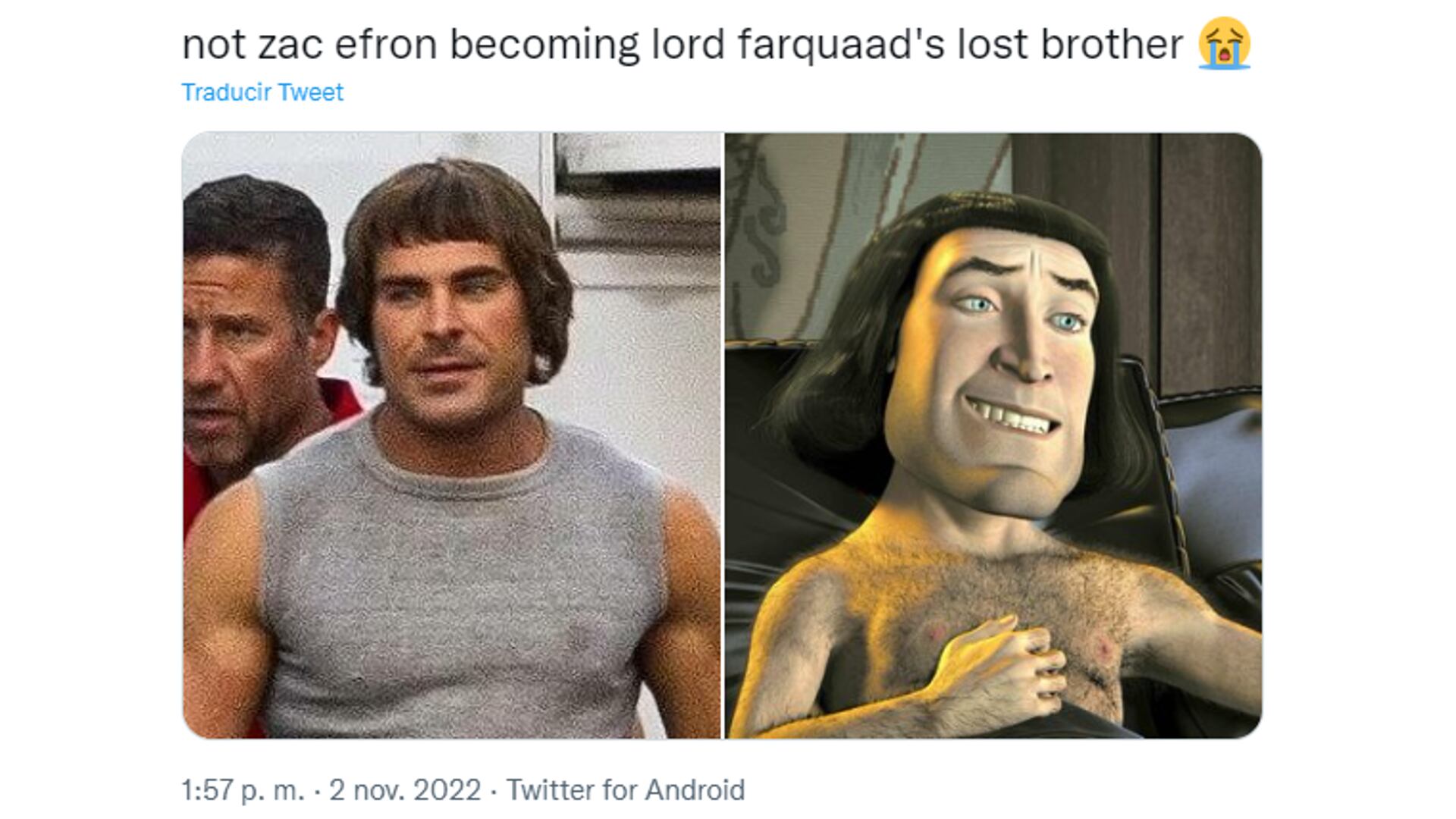 El actor es perfecto para interpretar al villano de Shrek. Foto: Twitter @bloubiird.