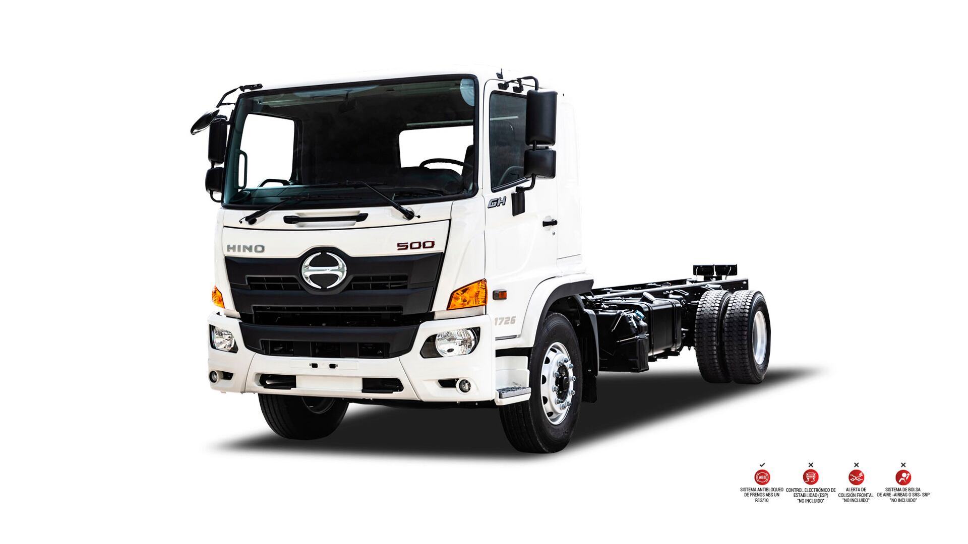 Modelo: GH8J Largo / Torque: 81 kgm @ 1500 rpm / Capacidad de carga bruta: 11.260 kg / Distancia entre ejes: 5.530 mm.