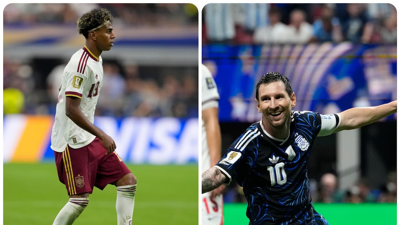 Lamine Yamal (Izq.) y Lionel Messi.