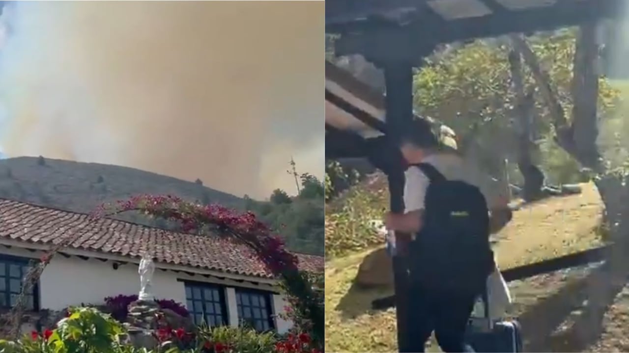 El incendio forestal avanza cerca de la zona turística de Villa de Leyva, mientras una densa columna de humo cubre el sector.