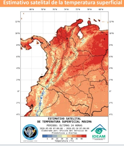 Estimado temperaturas en el país.