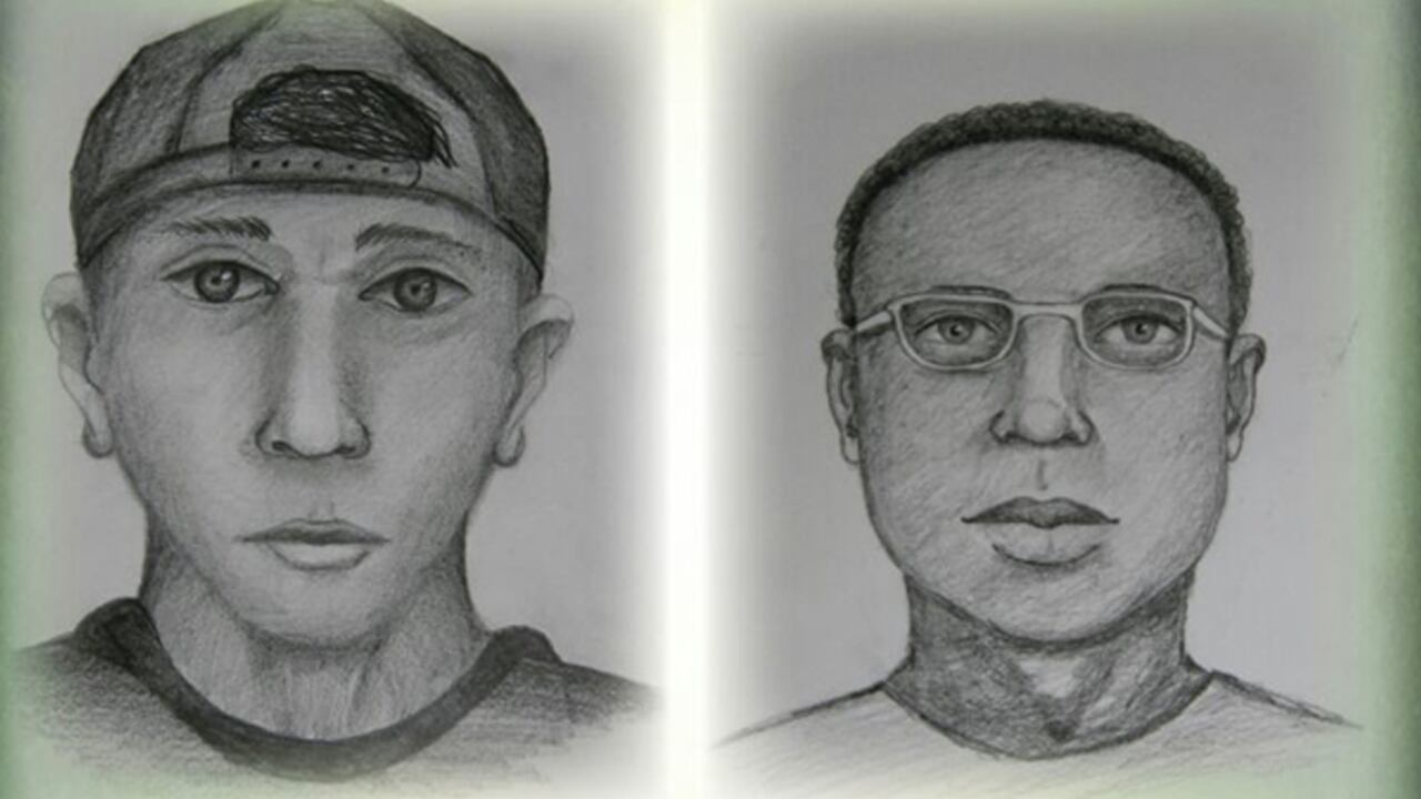 Retratos hablados de dos de los criminales que habrían perpetrado el acto.
