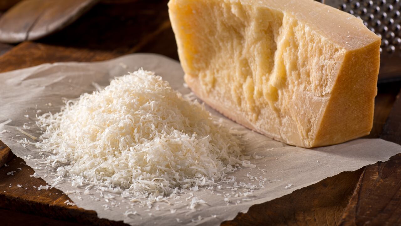 Freshly grated parmigiano reggiano parmesan cheese.