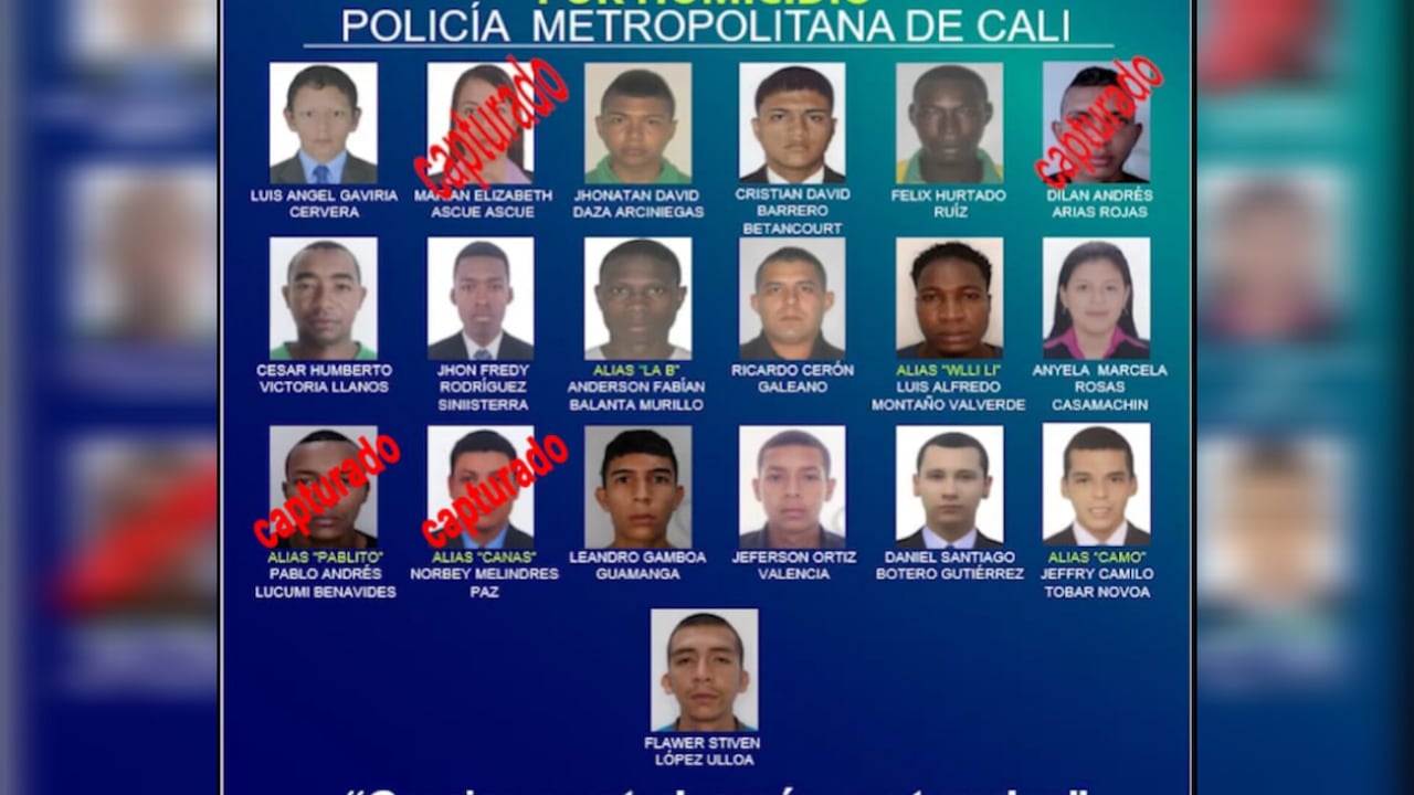 Cartel de los más buscados en Cali.