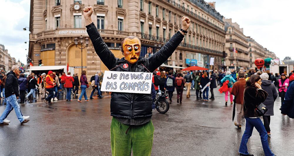 Protestas en Francia en contra de Emmanuel Macron debido a la reforma pensional.