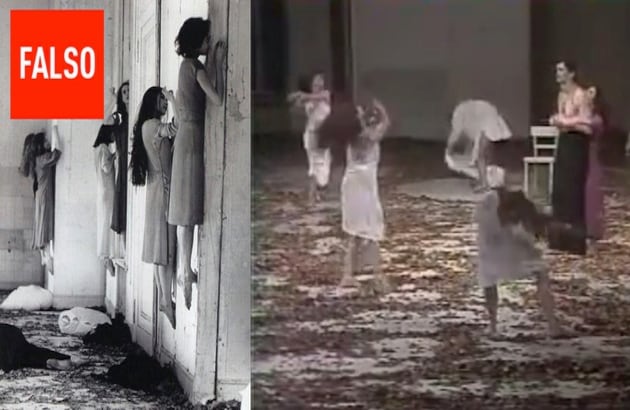 La impactante foto de mujeres flotantes pegadas a la pared presuntamente fue sacada en un centro psiquiátrico ruso en 1952. En realidad es un montaje con bailarinas.
