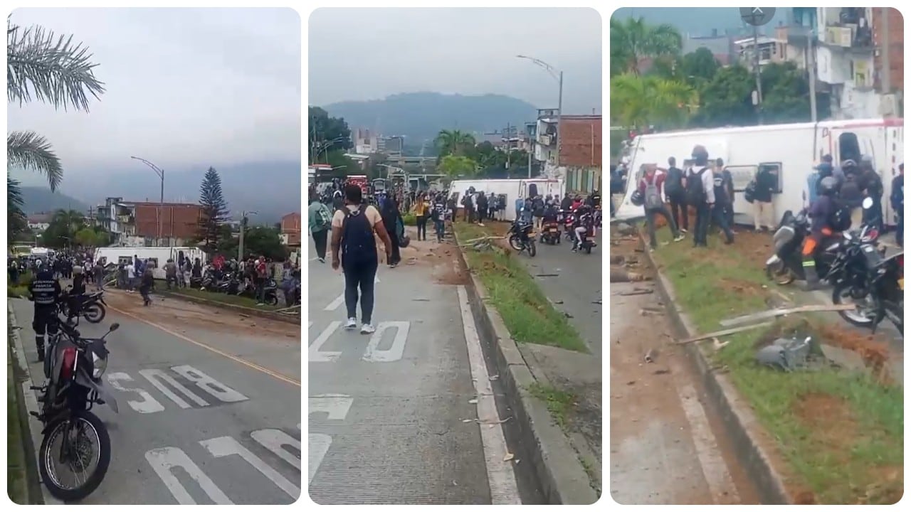 Se presentó un accidente vial con un bus de turismo en la avenida Barranquilla con carrera 48, en Medellín.