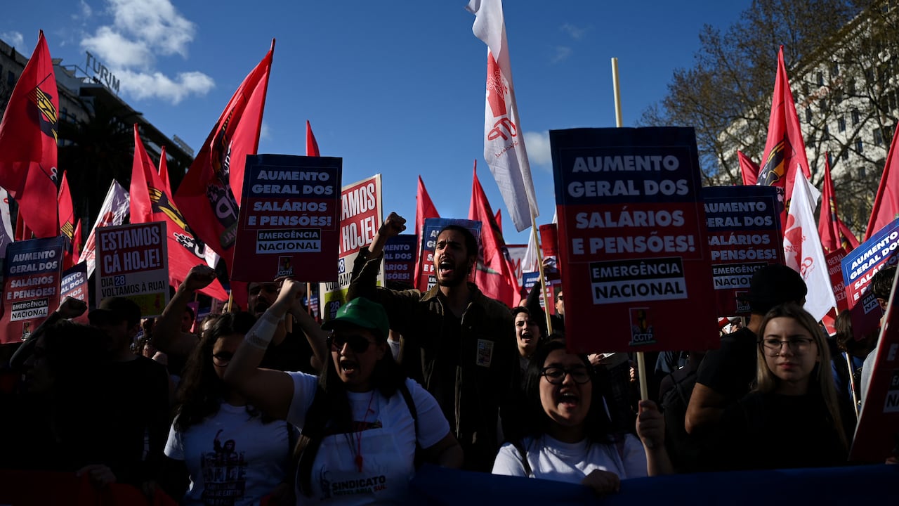 Protestas en Lisboa, Portugal por bajos salarios