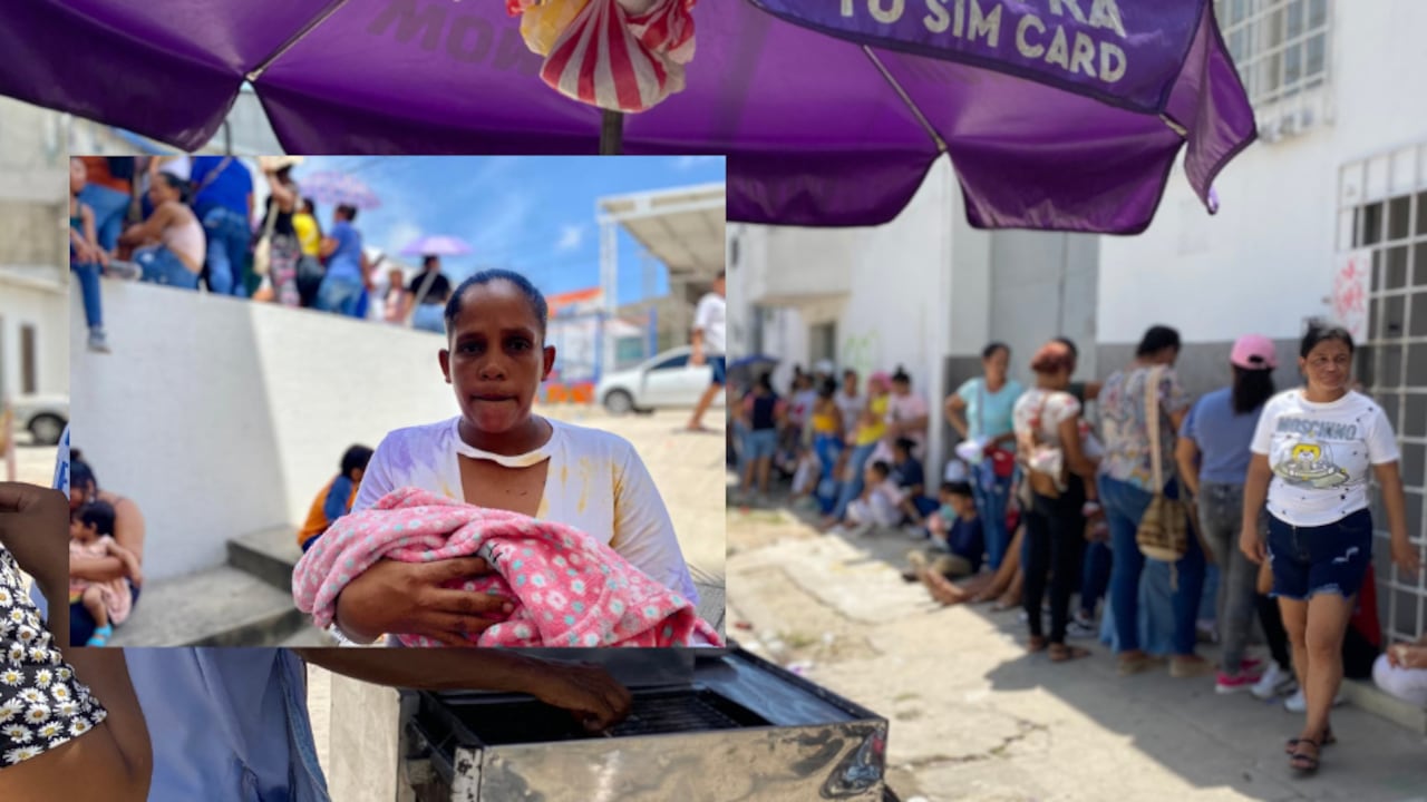 Mujer, con su bebé en brazos, hizo fila durante dos días en Barranquilla para recibir el subsidio del Gobierno Petro.