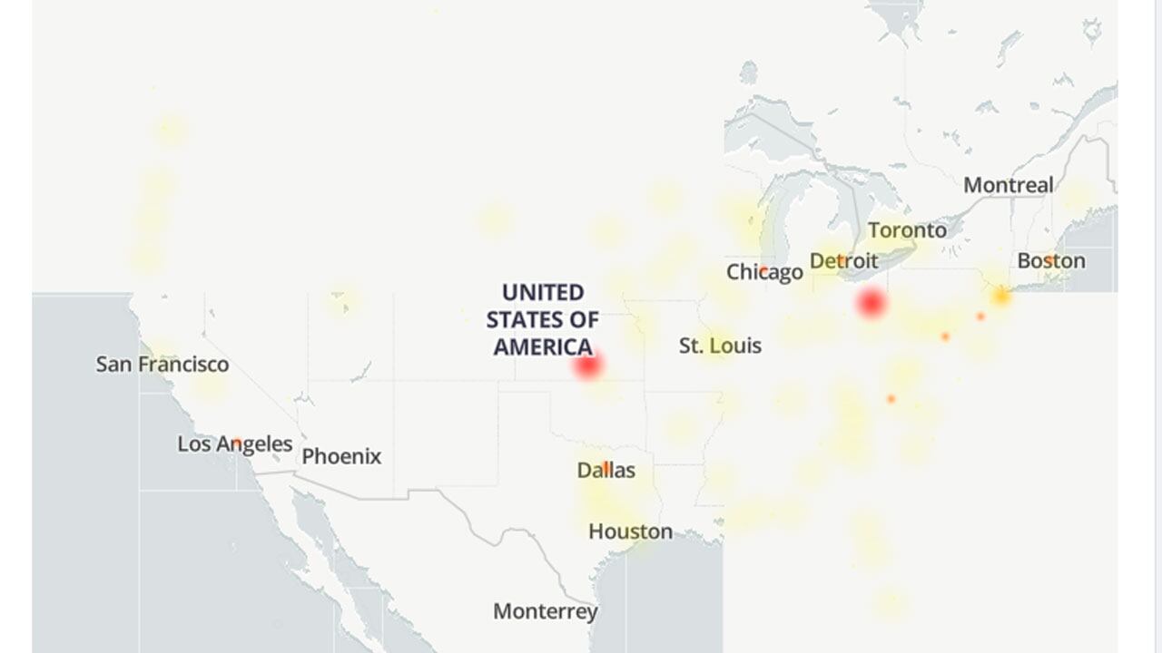 El portal Downdetector presenta un mapa sobre la caída de los servicios de Microsoft en Estados Unidos.