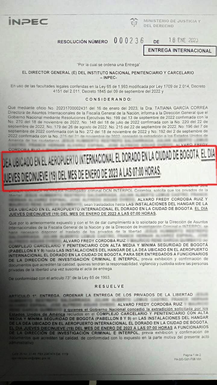 Alvaro Cordoba extradición