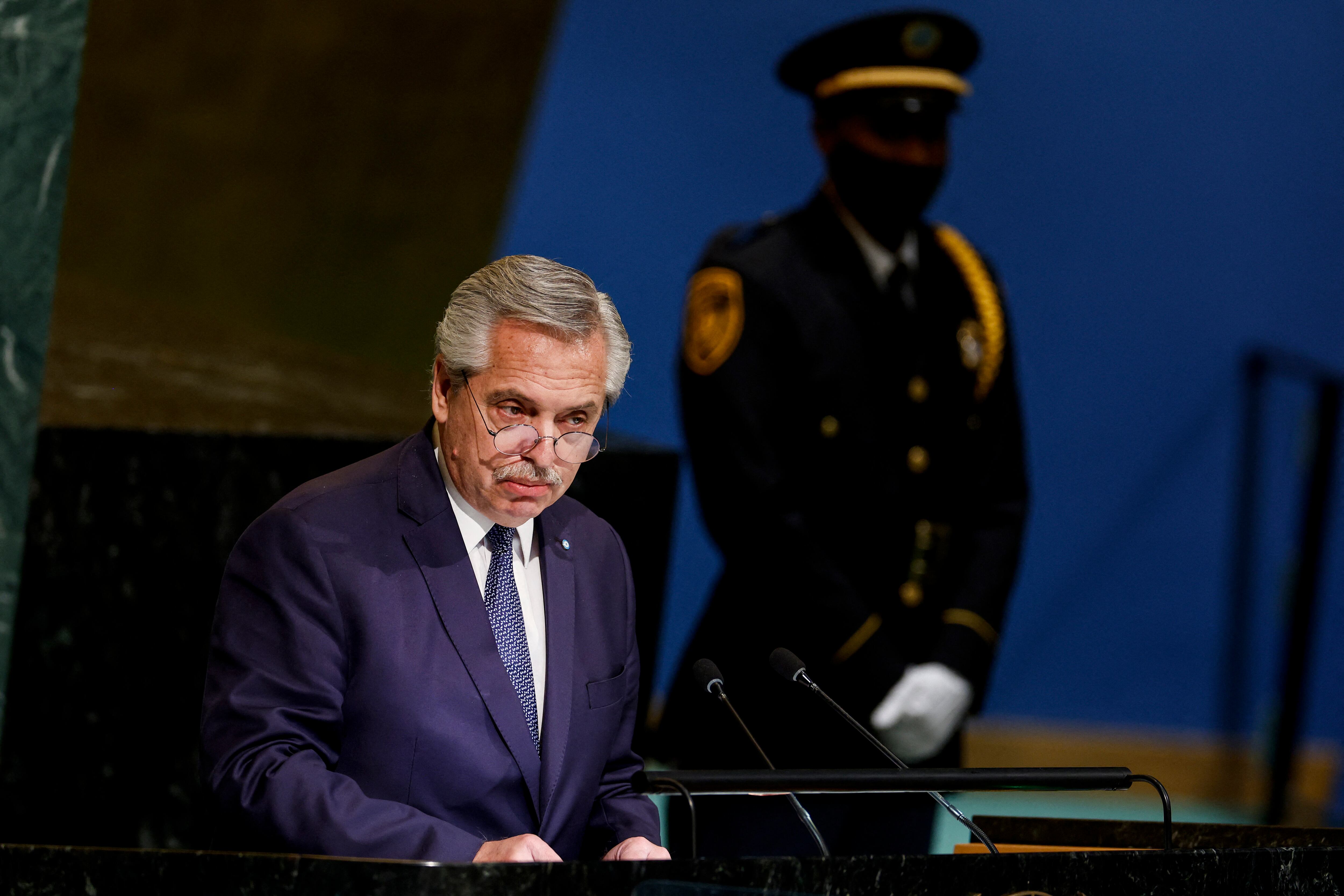 Alberto Fernández se refirió en la ONU sobre el atentado del que por poco es víctima la expresidenta de Argentina Cristina Fernández. Foto: AFP.