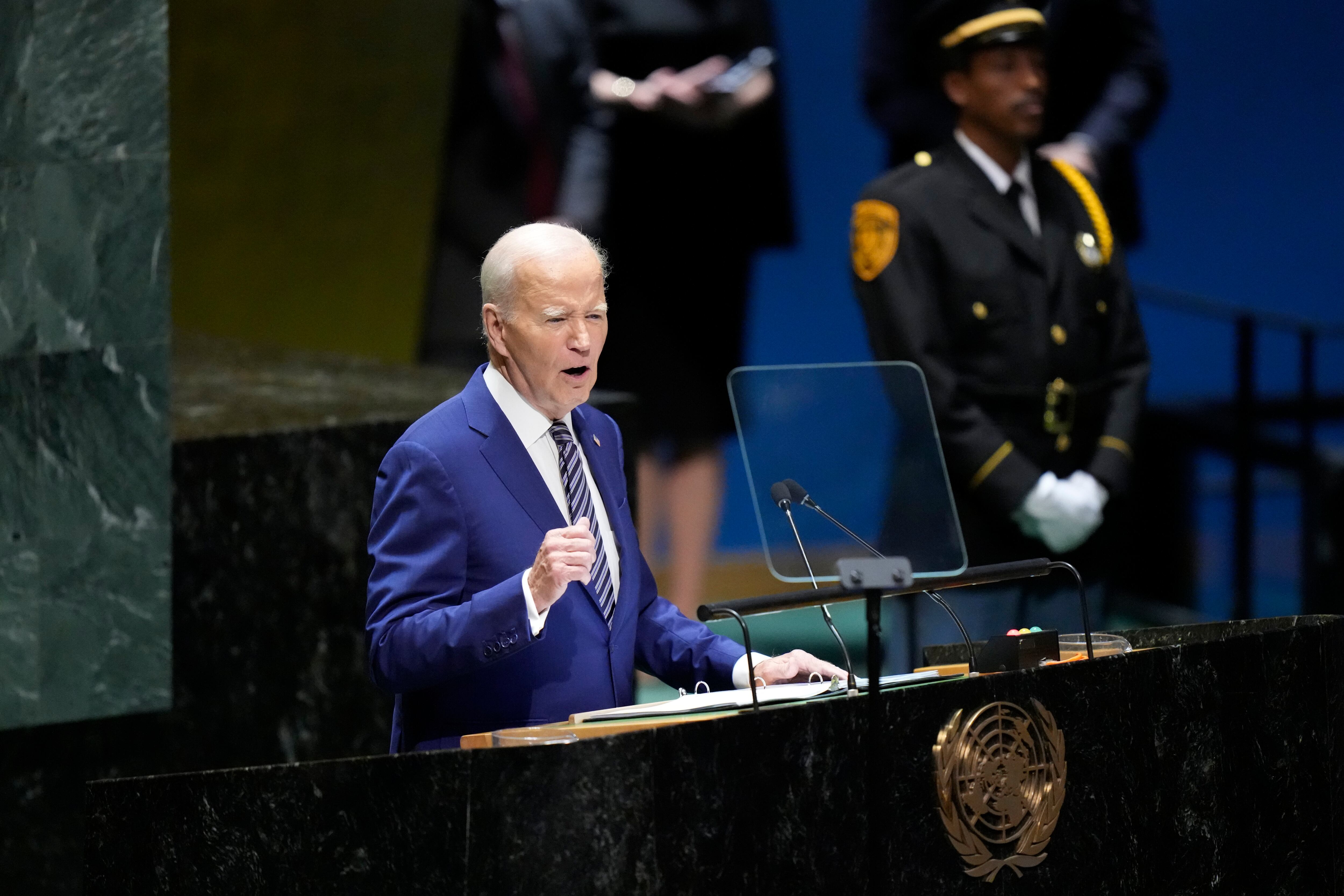 Joe Biden da su discurso en la Asamblea General de la ONU.