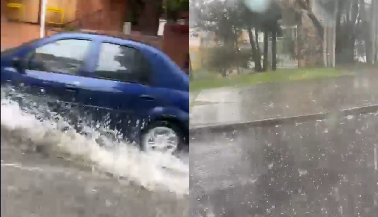 Fuertes lluvias y granizo en Bogotá.