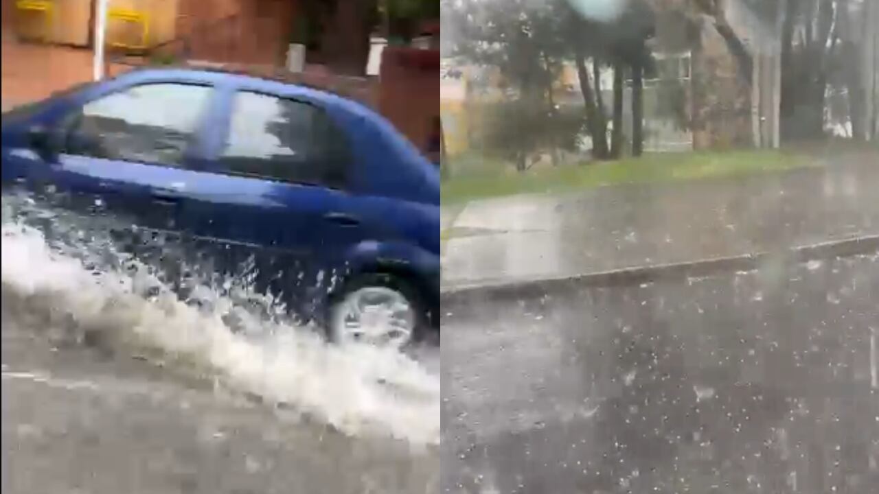 Fuertes lluvias y granizo en Bogotá.