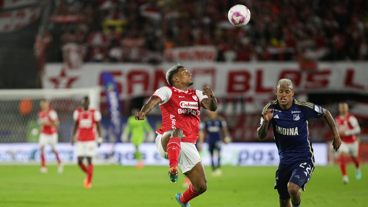 Bogotá. Octubre 26 de 2024. Independiente Santa Fe enfrenta a Millonarios FC, por encuentro válido de la Liga BetPlay II 2024 de la fecha 15, en el estadio Nemesio Camacho El Campin. (Colprensa - Cristian Bayona).