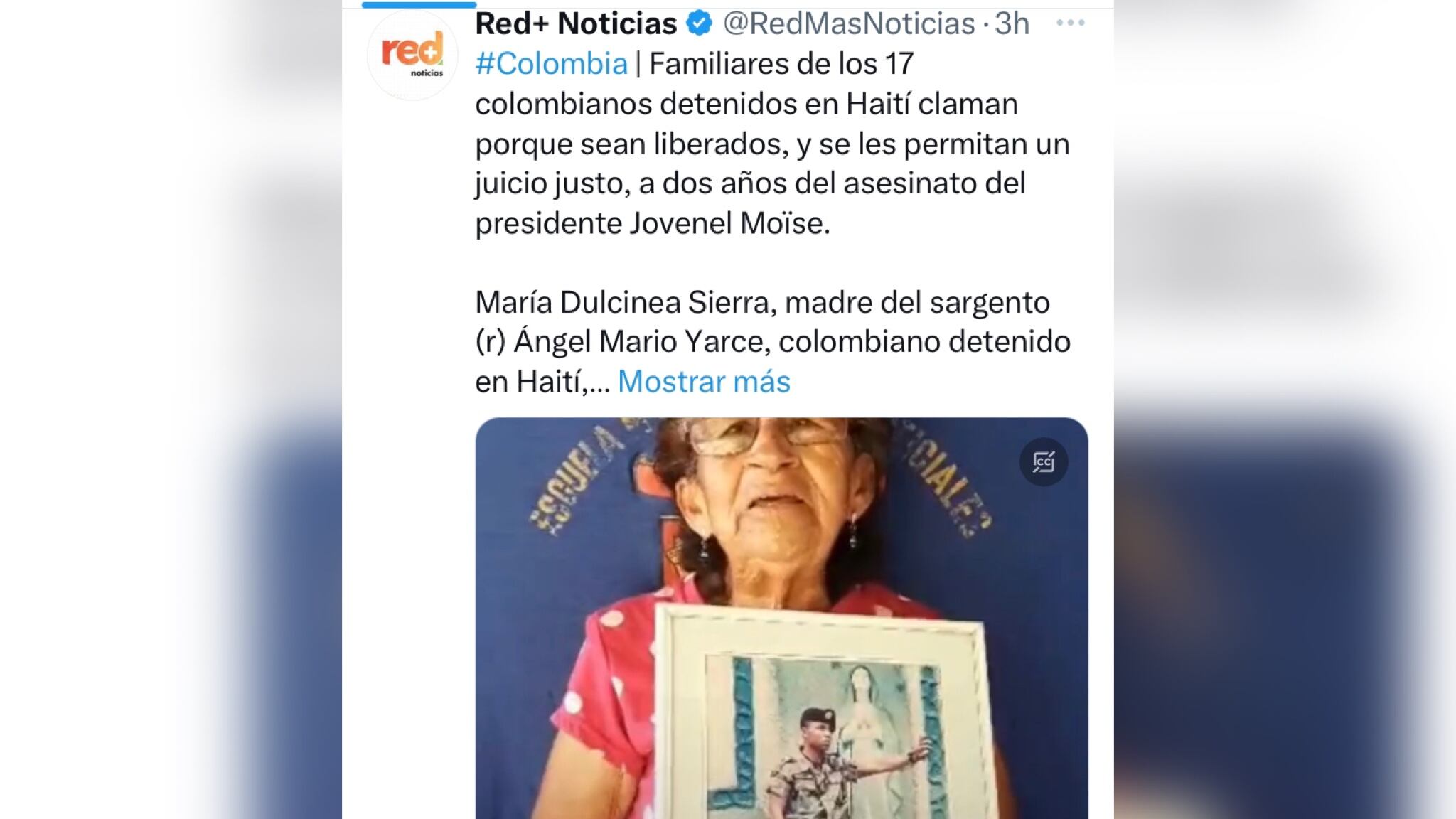 María Dulcinea Sierra, madre del sargento viceprimero (r) Ángel Mario Yarce, le envió un mensaje al presidente Gustavo Petro en el que le pidió que la intervención del presidente Gustavo Petro.