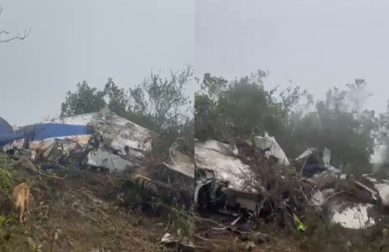 La avioneta de Satena accidentada.