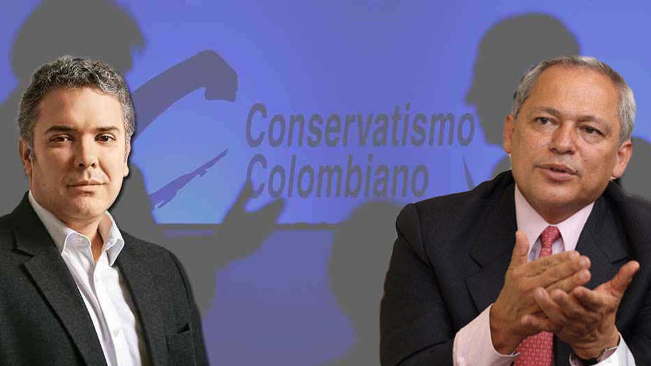 Hernán Andrade (der.) presidente del Partido Conservador