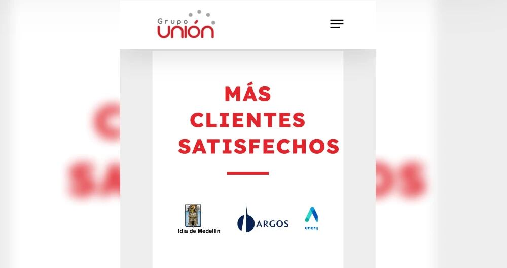 Clientes satisfechos, según la página web del Grupo Unión