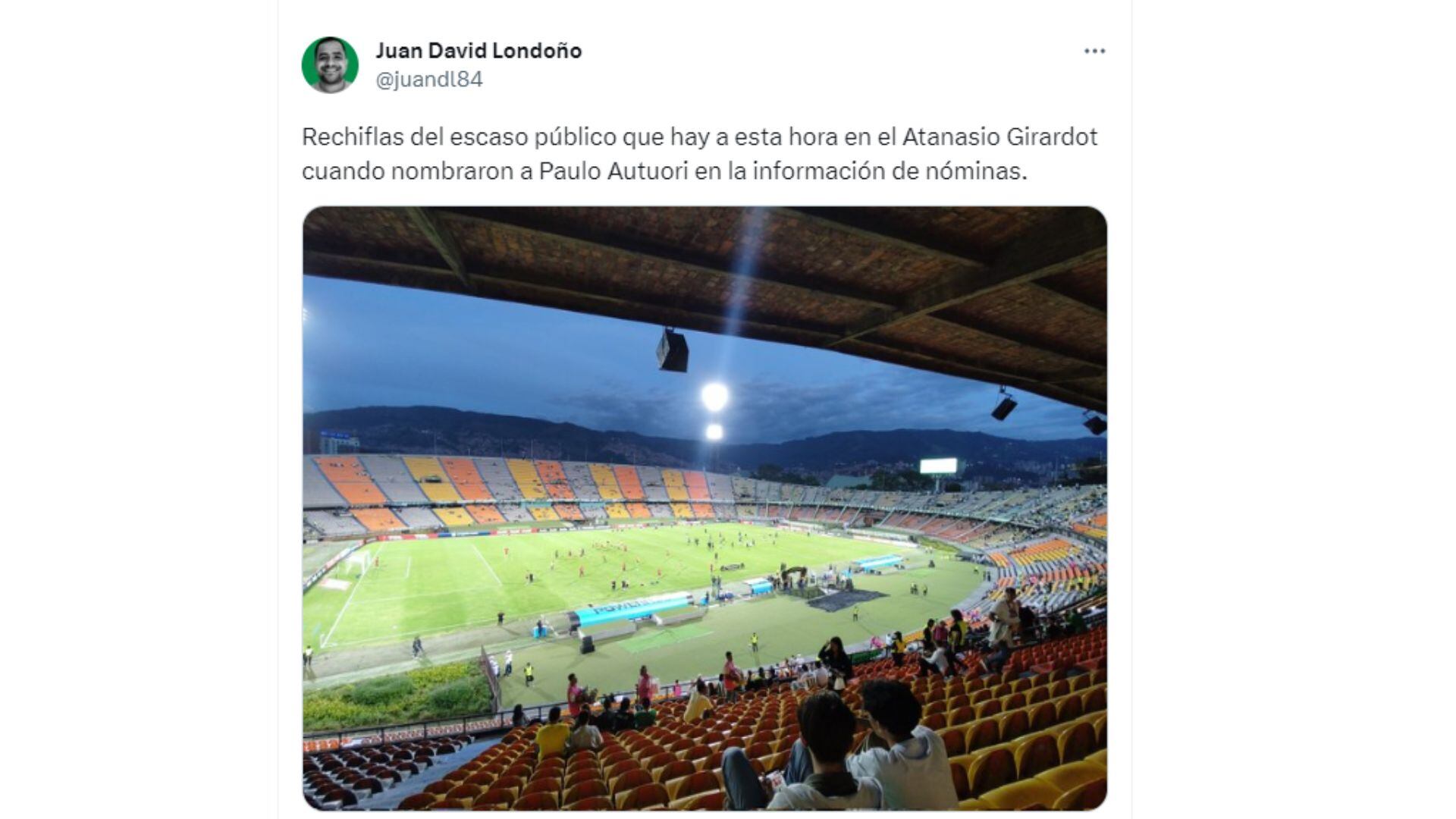 Baja asistencia en el estadio Atanasio Girardot