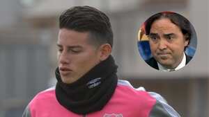 James Rodríguez y el presidente del Rayo, Raúl Martín Presa