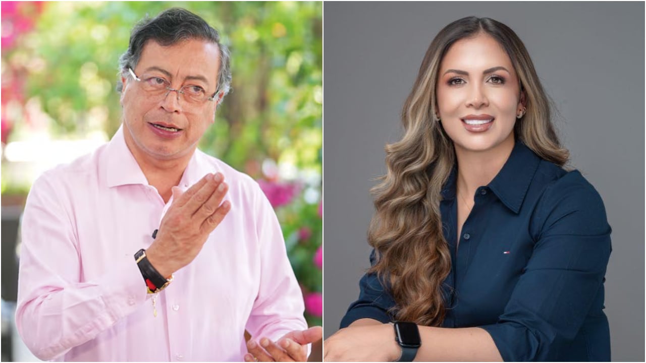 El presidente saliente, Gustavo Petro, y la senadora Zandra Bernal, del Centro Democrático.