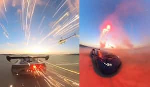 El vehículo iba en movimiento mientras era alcanzado por los cohetes artificiales