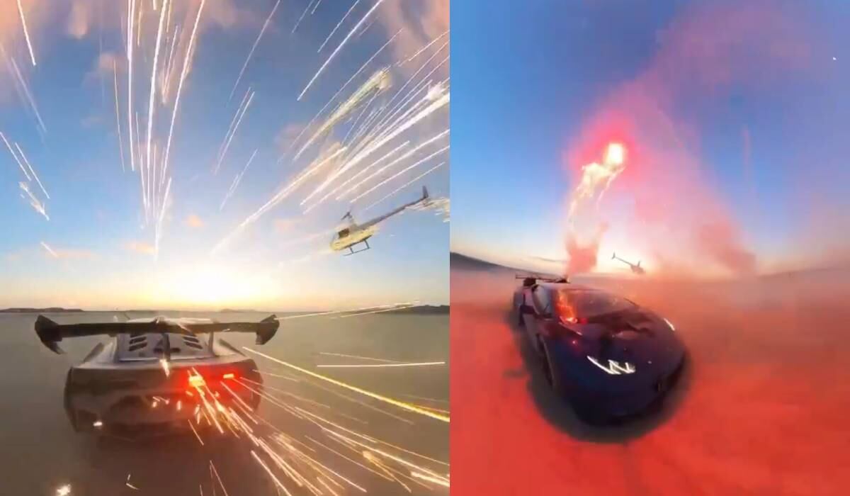 El vehículo iba en movimiento mientras era alcanzado por los cohetes artificiales