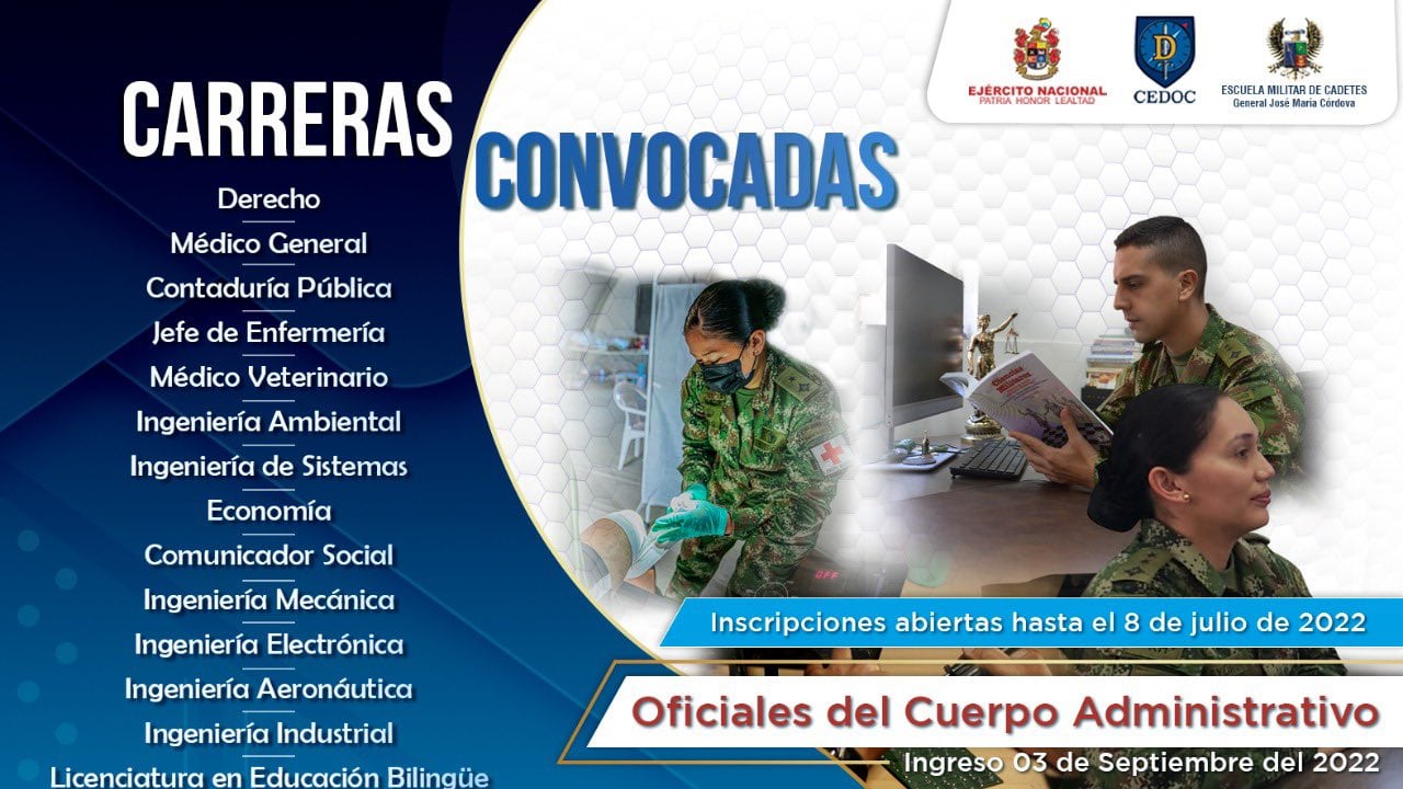Convocatoria Escuela Militar de Cadetes del Ejército Nacional Twitter Oficial @ESMIC_EJC