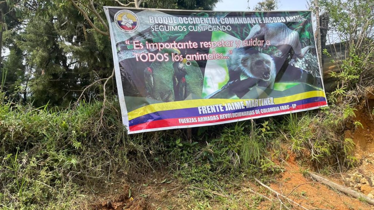 Tropas de la Tercera Brigada desinstalaron varias vallas ubicadas en el municiipio de Jamundí por la disidencia jaime Martínez. Foto Especial para El País