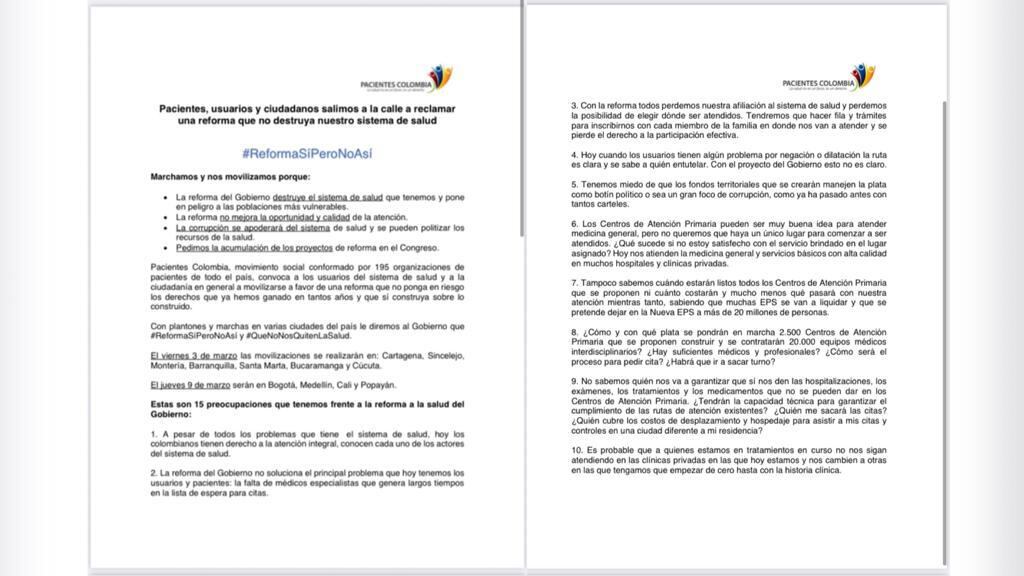 Comunicado de Pacientes Colombia