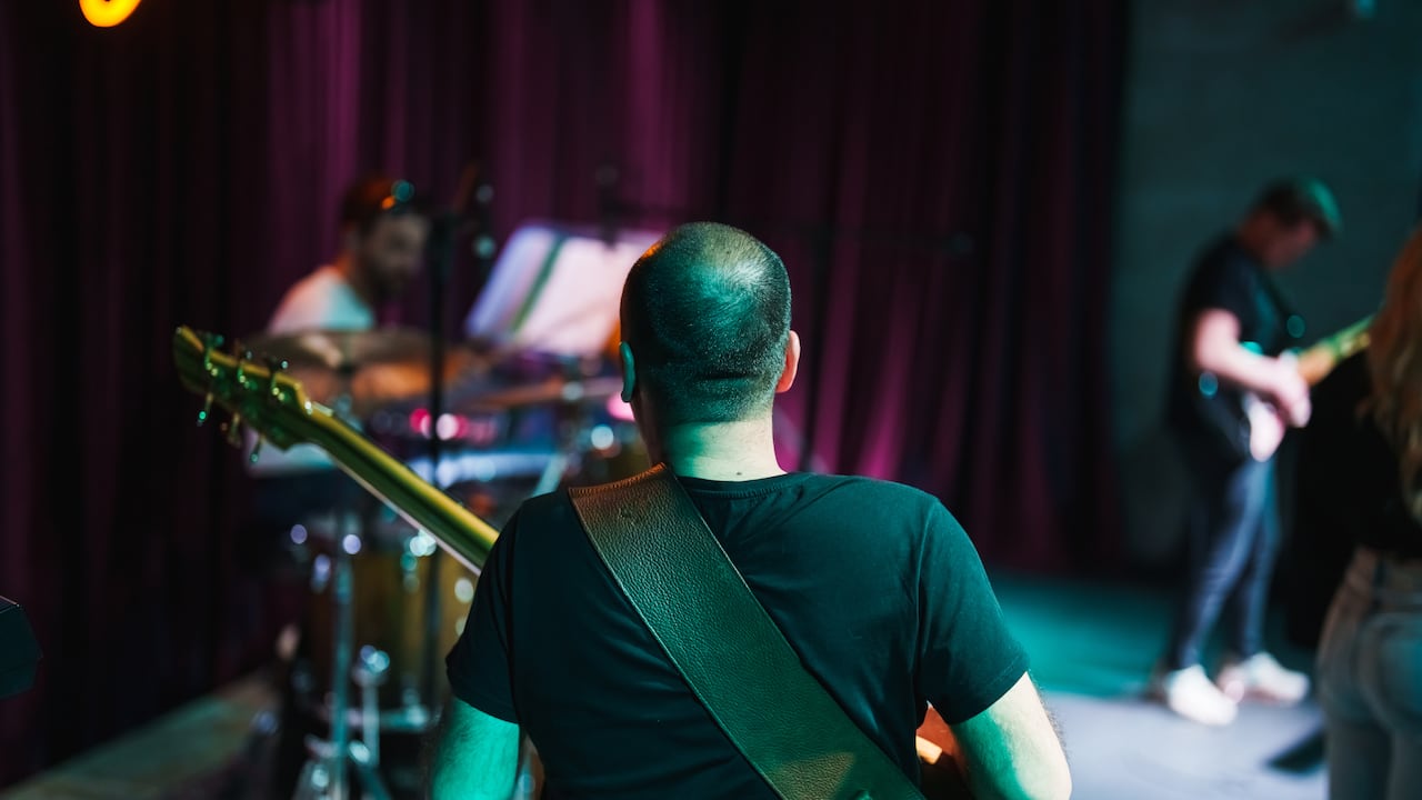 Musicians on stage performing