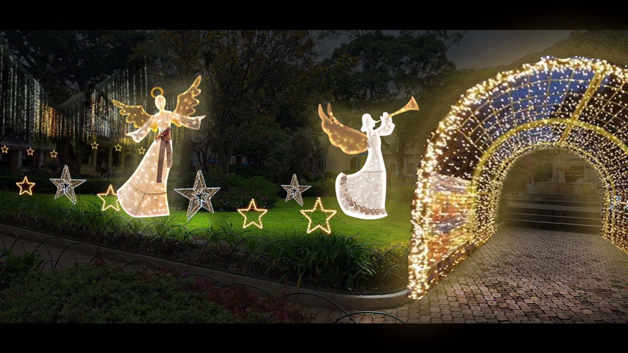 La magia de la Navidad regresa a Sopó: descubra su fascinante alumbrado temático en el Parque Principal