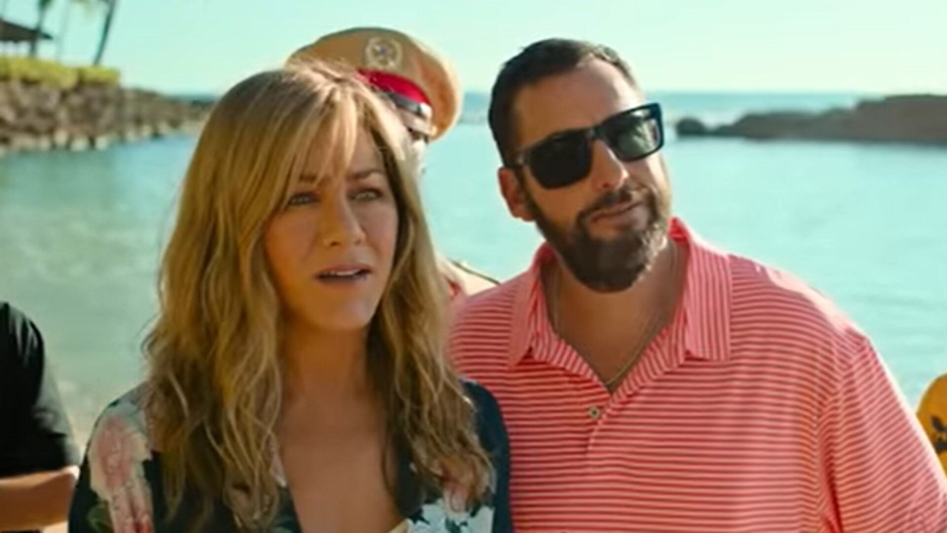 Jennifer Aniston junto a su colega Adam Sandler.