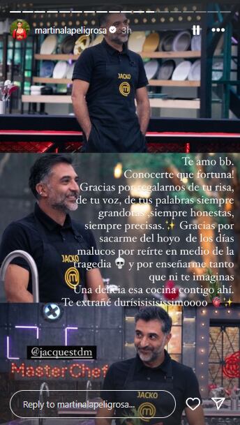 Martina la peligrosa lamentó la eliminación de Jacko en MasterChef