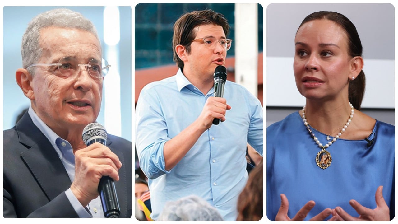 Álvaro Uribe, Miguel Uribe y María Claudia Tarazona.