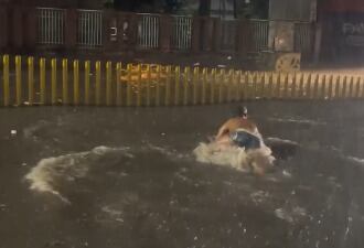 Los hechos ocurrieron en una calle completamente inundada, justo al lado de una estación de TransMilenio Policarpa.
